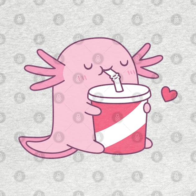 Cute Axolotl Loves Drinking Soda by rustydoodle